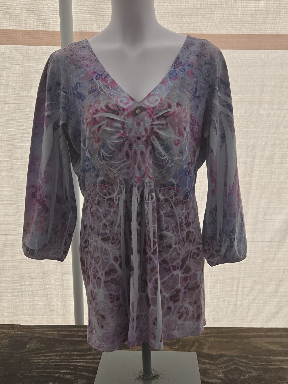Unity World Wear Pastel Purple Printed V-Neck Tunic